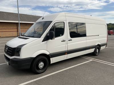 Volkswagen Crafter LWB camper van with rear fixed bed off grid 3 berth 3 belt low mileage for sale