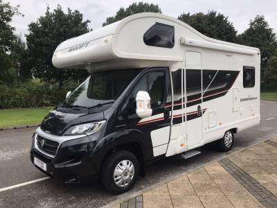 2016 Swift Lifestyle 644 - rear lounge - overcab bed  - 4 berth family van