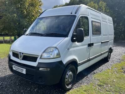 Vauxhall Movano LWB, 2008, 2 berth rear garage, rear fixed bed van conversion