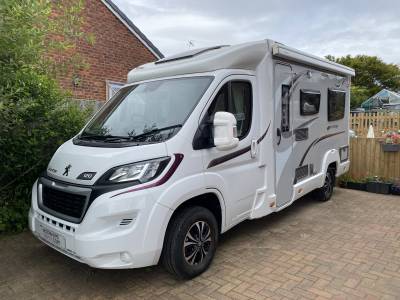 One-owner Elddis Prestige 120 with rear lounge and solar panel.